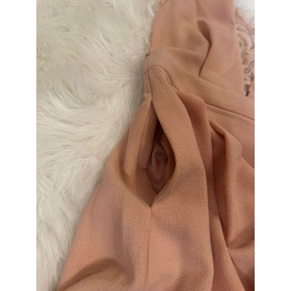 BCBGENERATION Sleeveless Lace-Trim V-Back Mini Dress in Blush - Picture 4 of 12